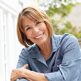 Smiling older woman outdoors