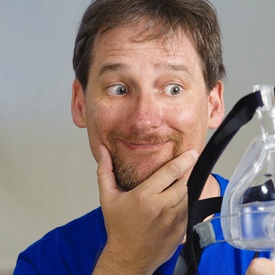 man thinking about donating CPAP