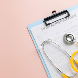 Medical history form with stethoscope
