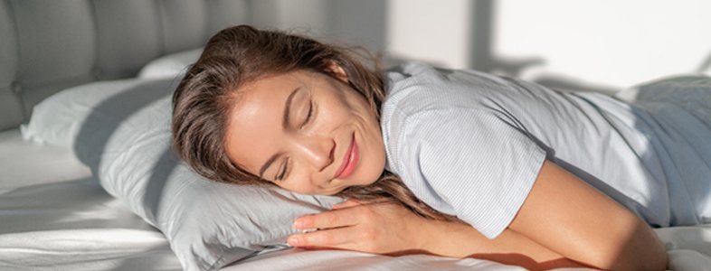 woman sleeping happily