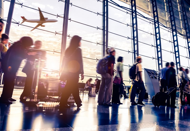 Crowd of people at an airport