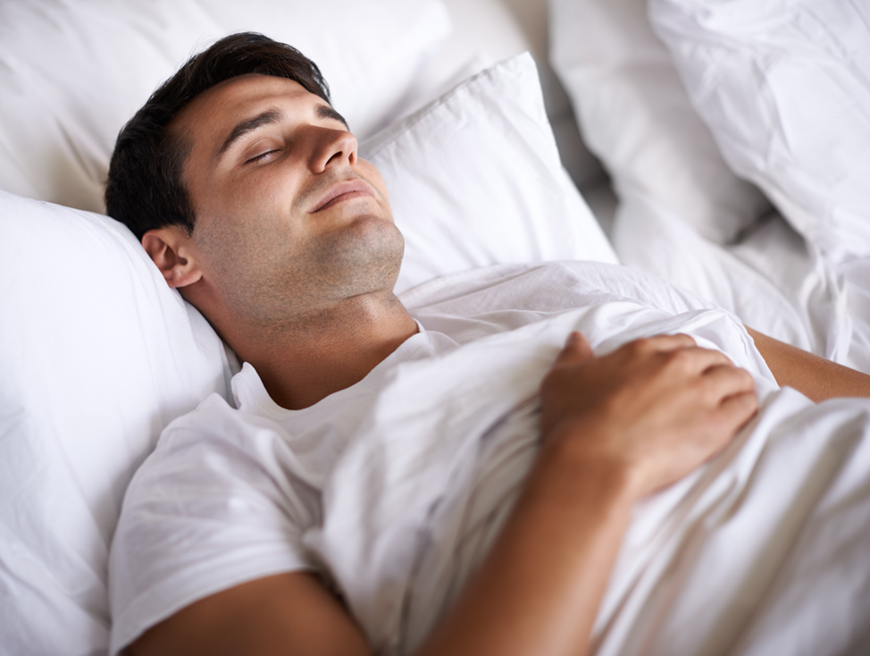 man with sleep apnea sleeping peacefully 