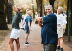 Senior man exercising outdoors 